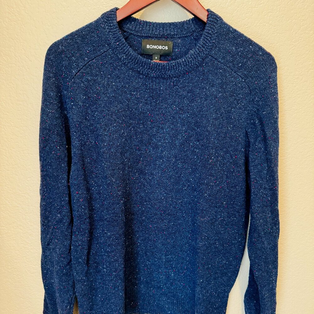 Bonobos Mens Donegal Crew Neck Sweater - Color:  Blue  Size:  Medium